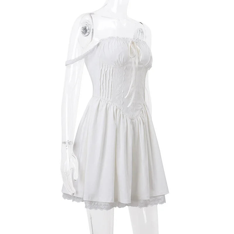 Vestido Curto Branco com Corpete de Renda — foto 12 | Tolobasao