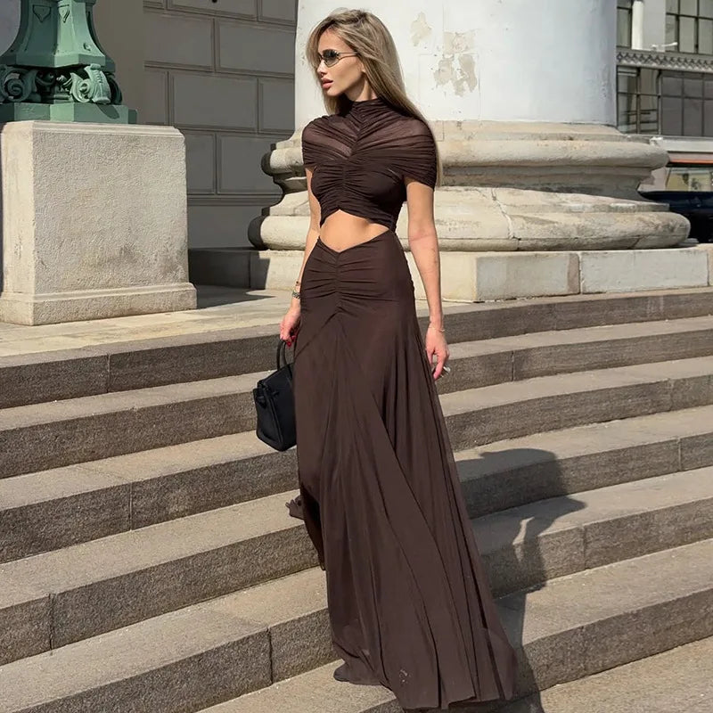 Vestido Comprido Franzido em Tule — foto 25 | Tolobasao