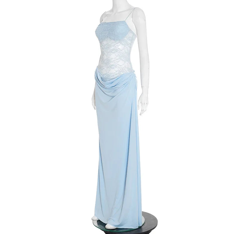 Vestido Comprido de Um Ombro com Renda — foto 25 | Tolobasao