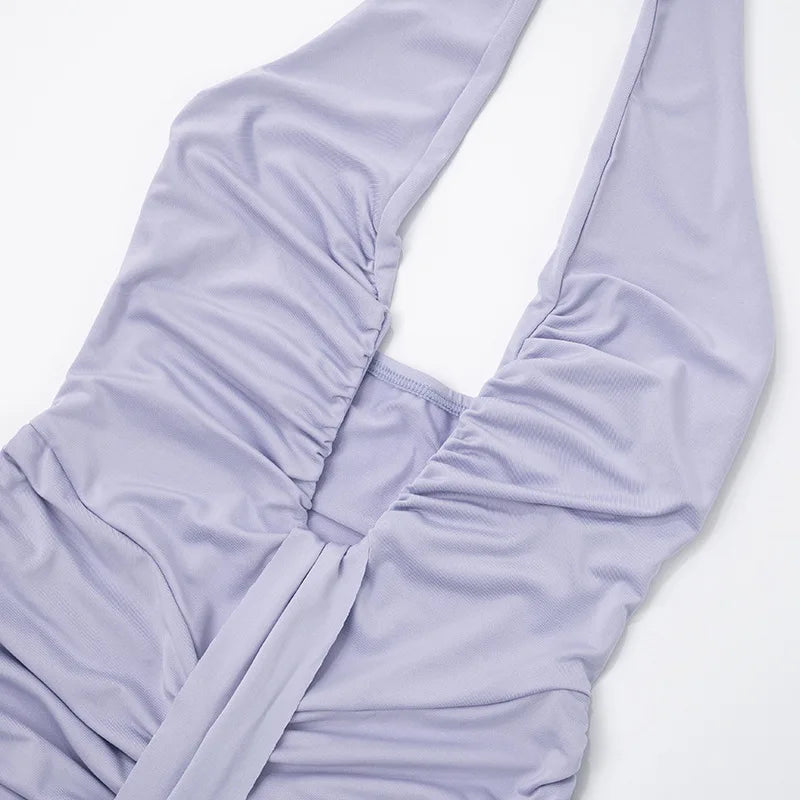 Vestido Comprido com Decote Halter e Costas Descobertas — Bordô — foto 17 | Tolobasao