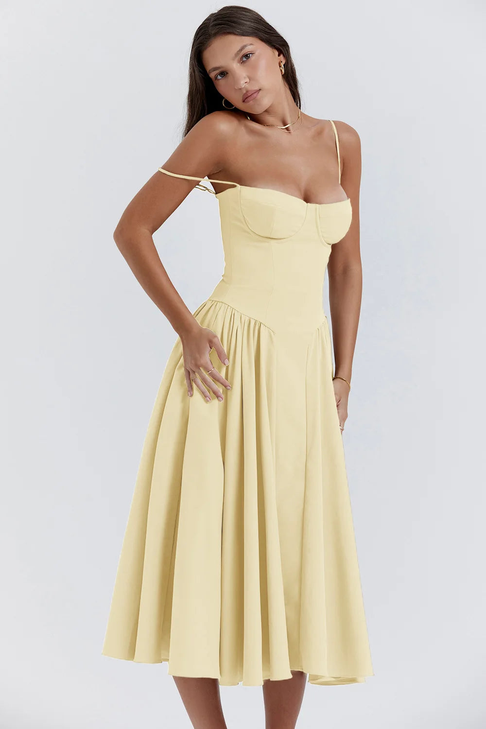 Vestido Midi Floral de Cintura Alta — Modelo B — foto 35 | Tolobasao