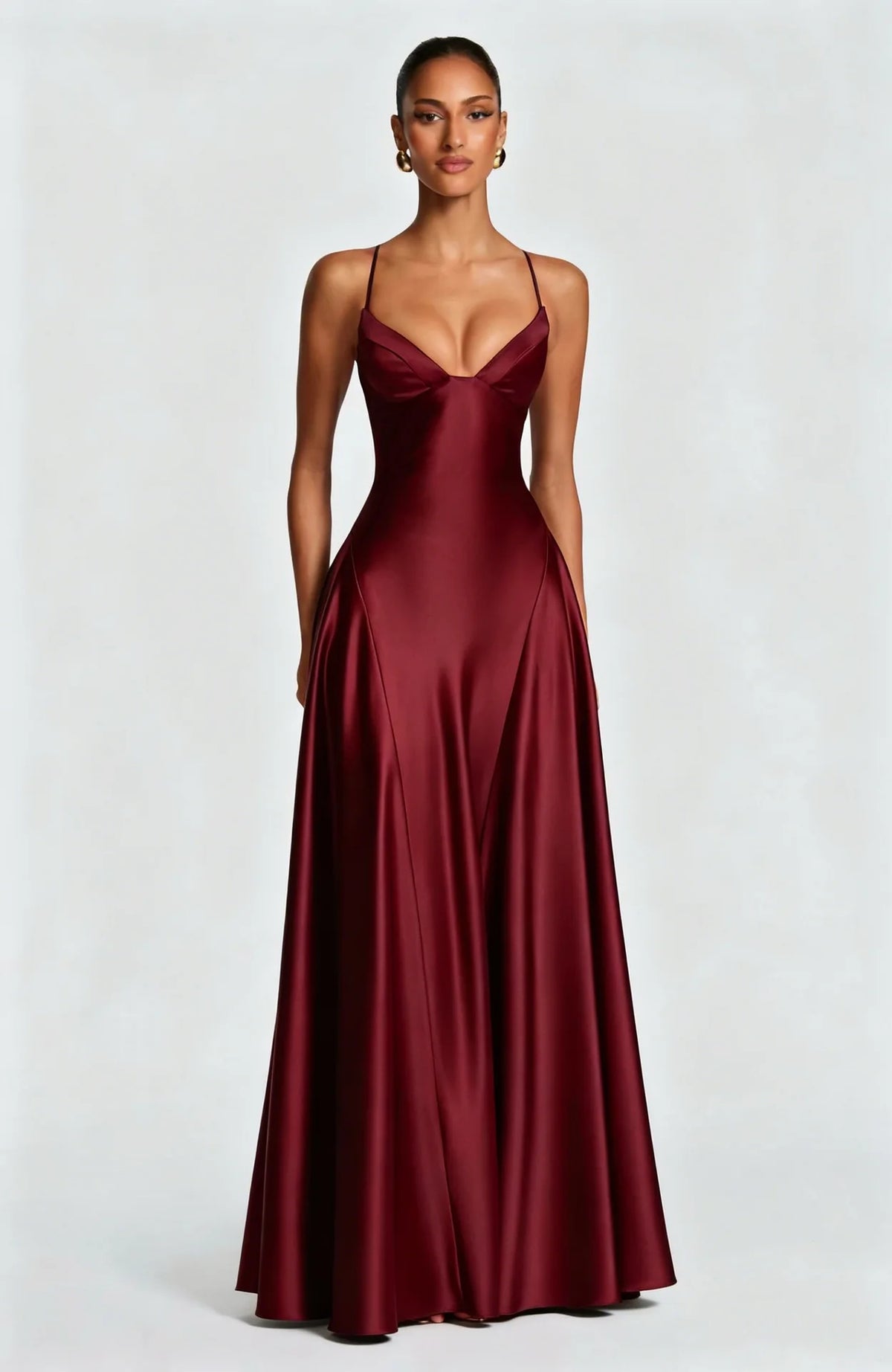 Vestido Comprido de Cetim com Corpete e Costas Descobertas — foto 21 | Tolobasao