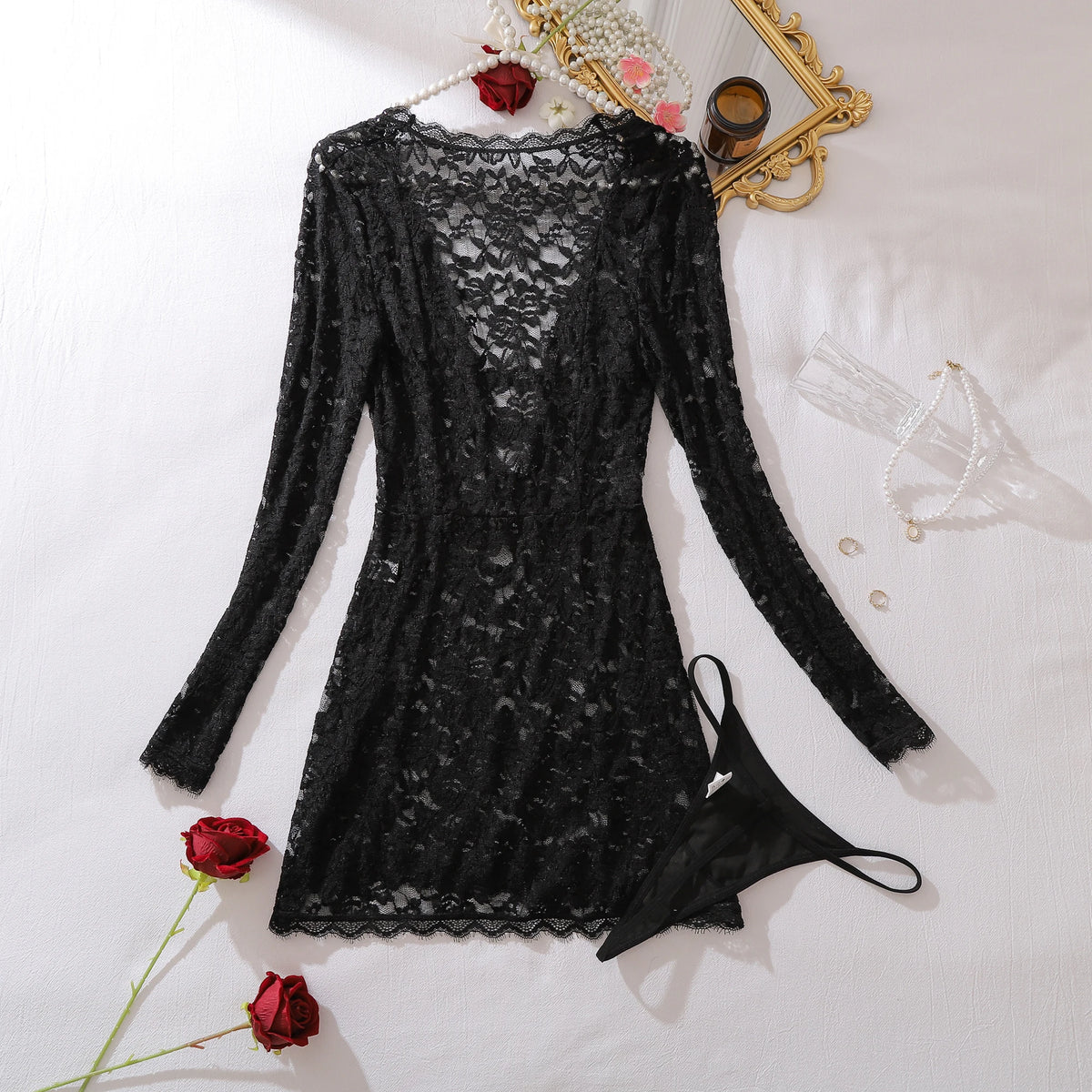 Body de Lingerie com Decote Profundo