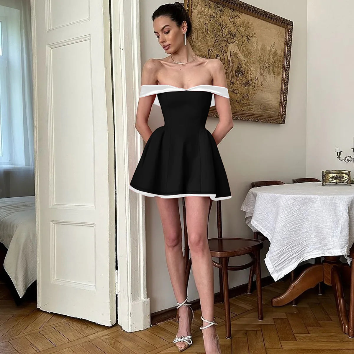 Vestido Curto Rosa de Ombros Descobertos — foto 46 | Tolobasao