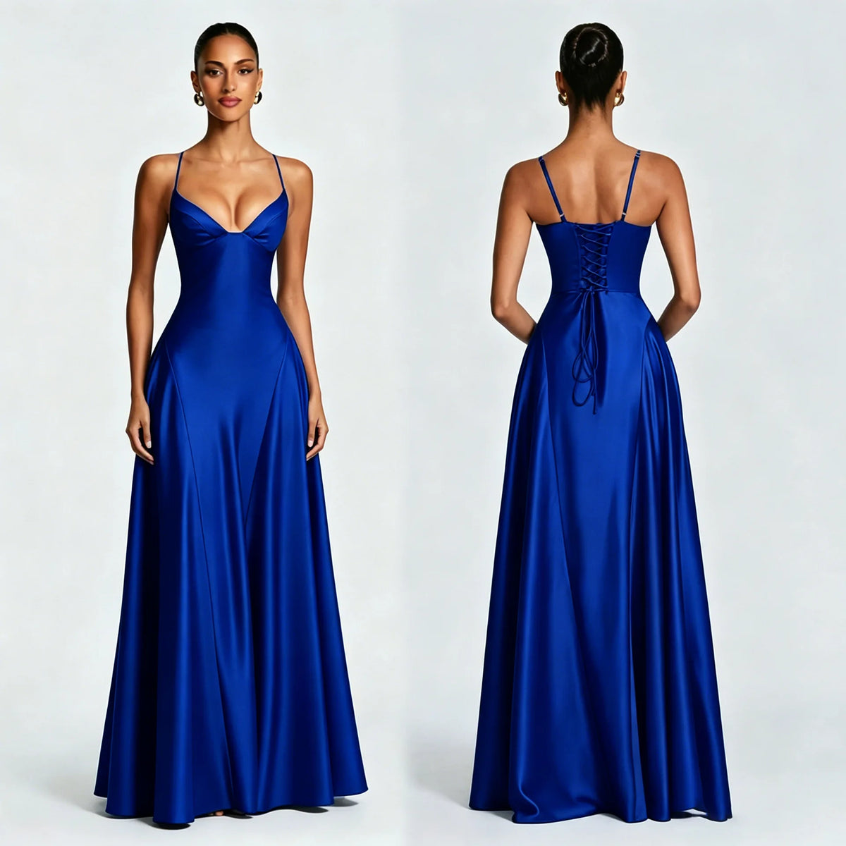 Vestido Comprido de Cetim com Corpete e Costas Descobertas — foto 41 | Tolobasao