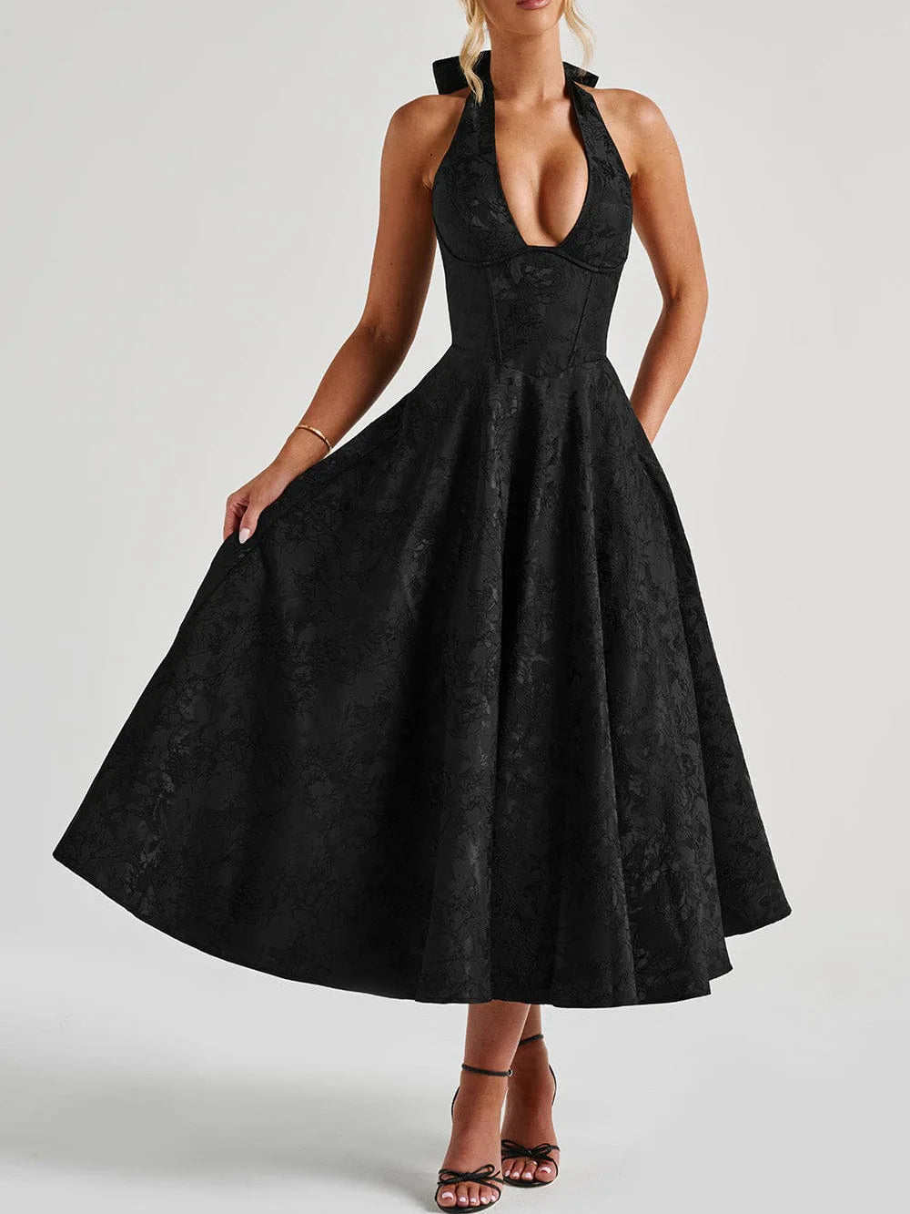 Vestido Comprido com Laço e Corpete — foto 45 | Tolobasao