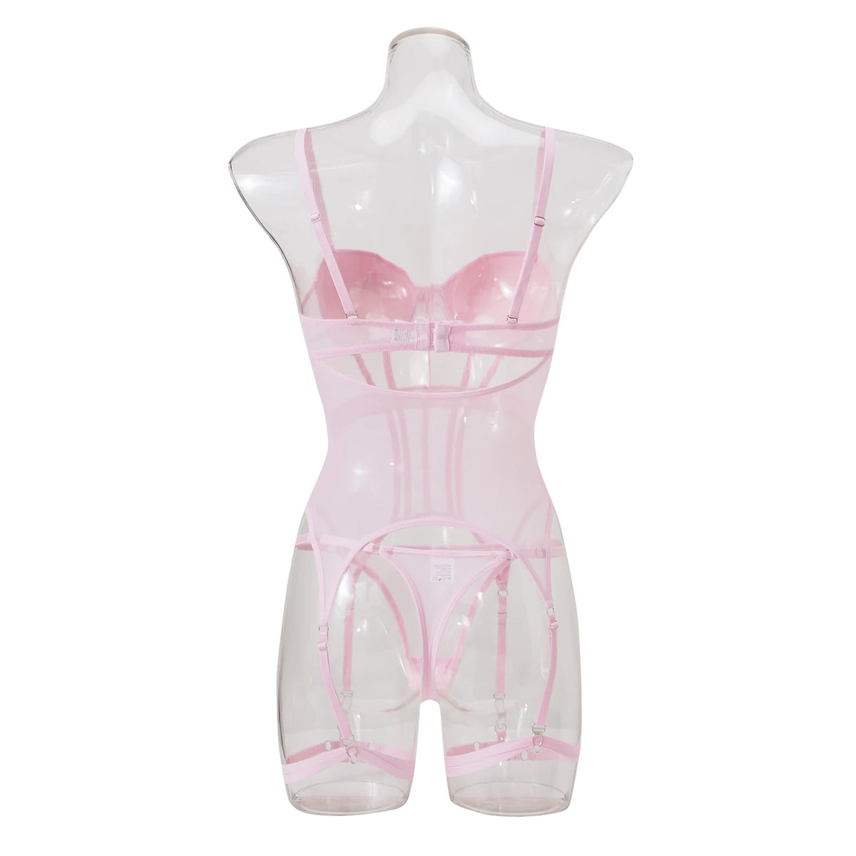 Conjunto de Lingerie em Tule com Body e Ligas — 3 Peças