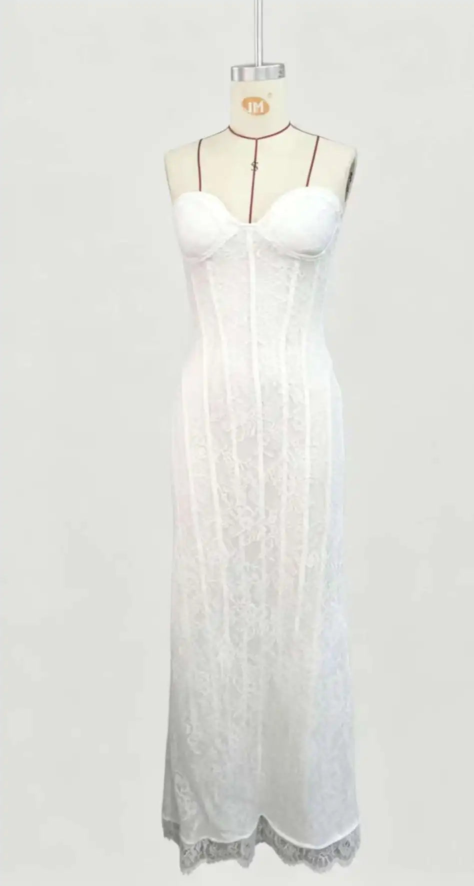 Vestido Comprido de Renda com Corpete — foto 12 | Tolobasao
