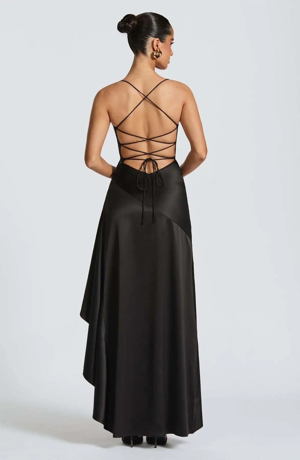 Vestido Comprido Acetinado com Folhos — foto 28 | Tolobasao