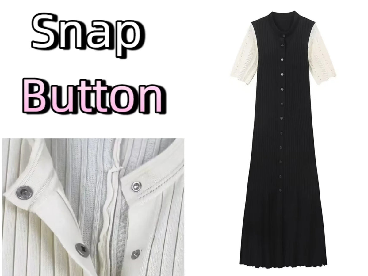 Vestido Midi de Malha com Botões — foto 50 | Tolobasao