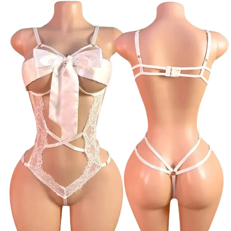 Body Renda com Laço Decorativo