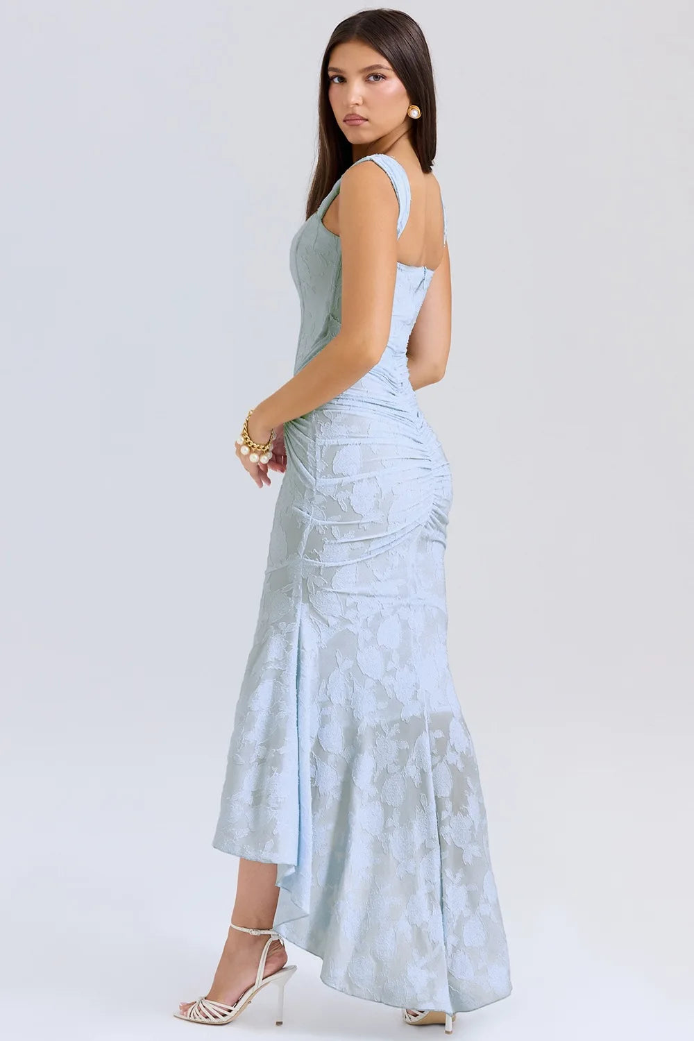 Vestido Comprido sem Alças com Corpete Jacquard — foto 3 | Tolobasao