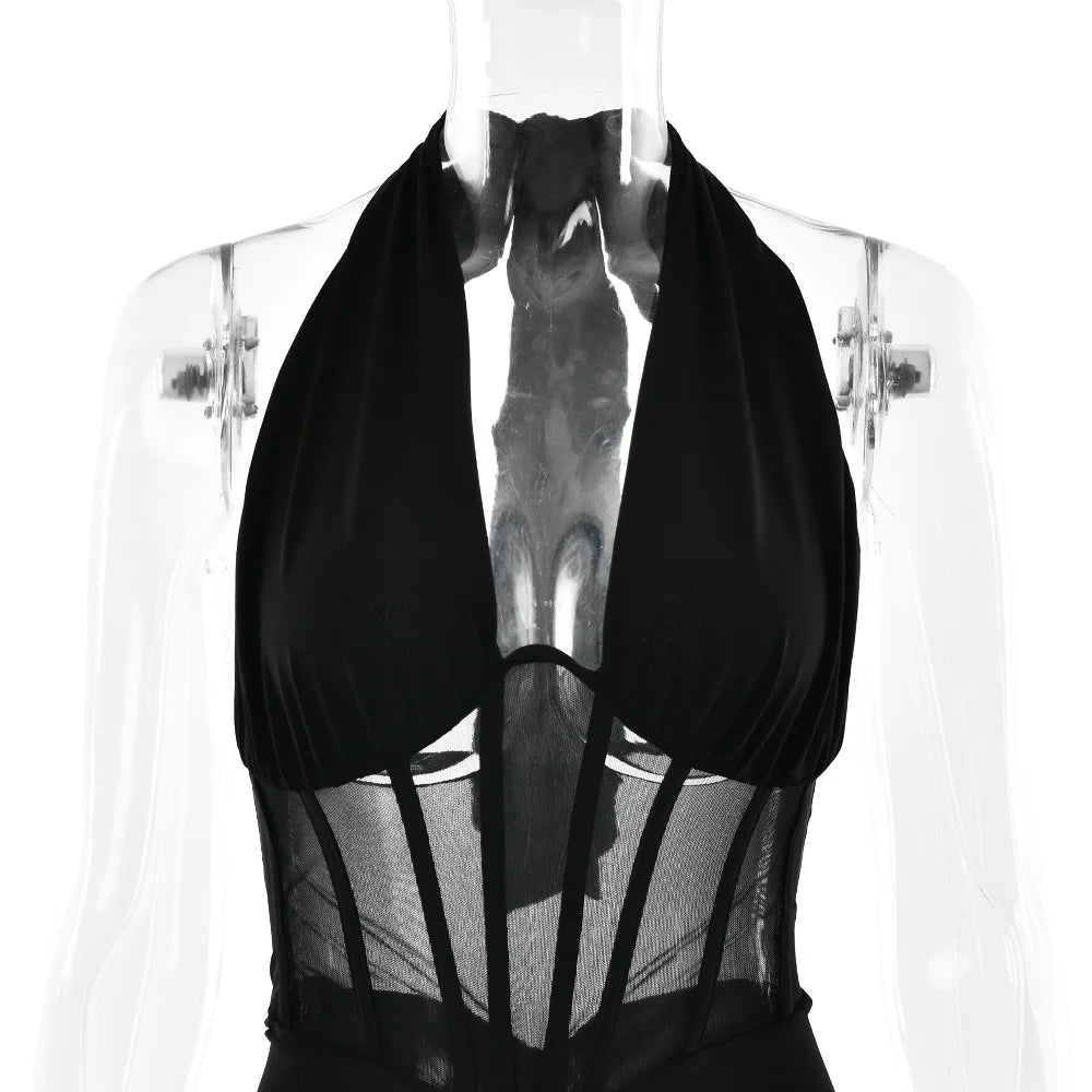 Vestido Comprido com Decote em V e Tule — foto 18 | Tolobasao