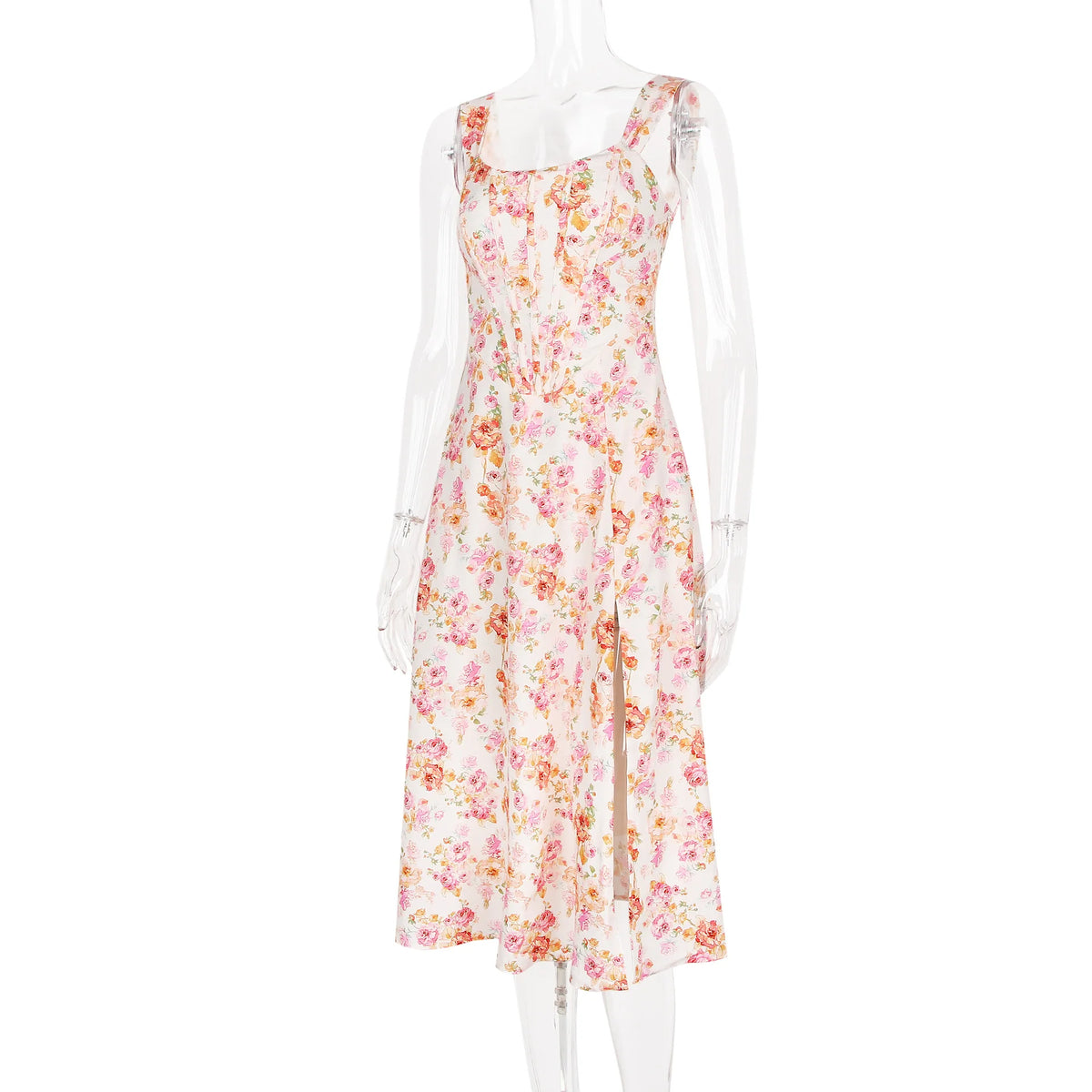 Vestido Midi Floral com Corpete e Bolsos — foto 19 | Tolobasao