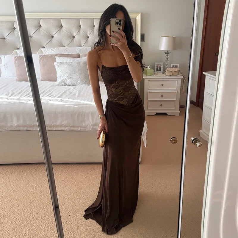 Vestido Comprido de Um Ombro com Renda — foto 50 | Tolobasao