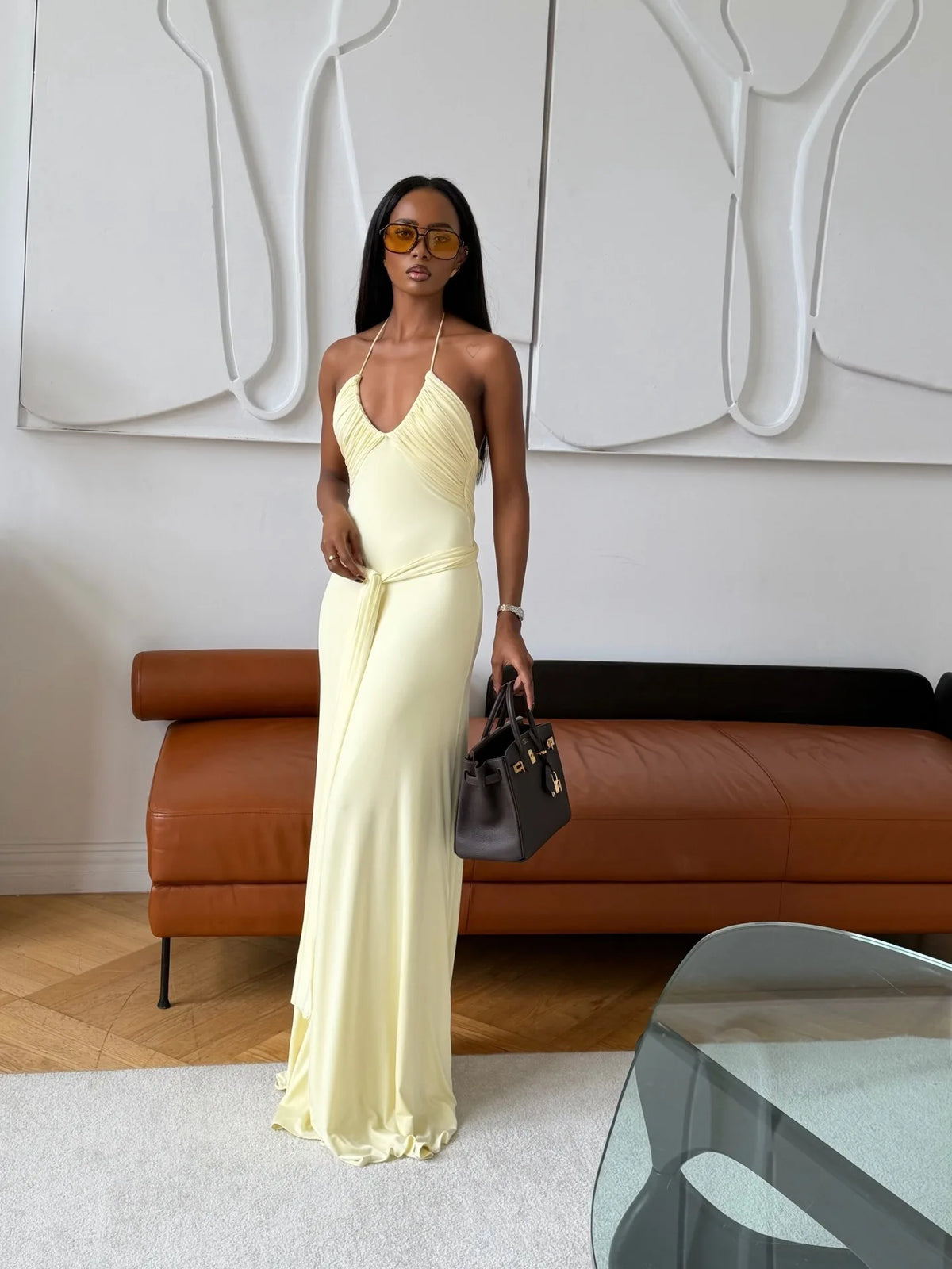 Vestido Comprido Amarelo com Folhos — foto 29 | Tolobasao