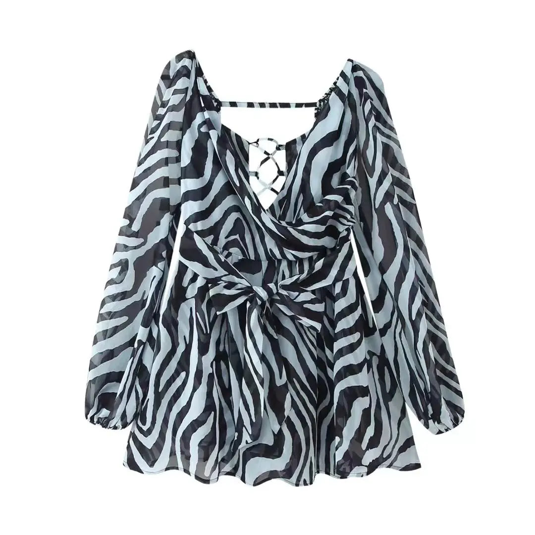 Vestido Curto Leopardo com Folhos e Cinto — foto 19 | Tolobasao