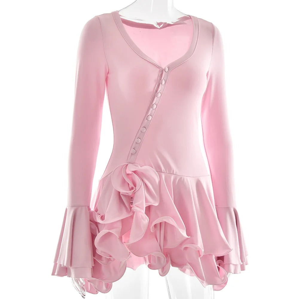 Vestido Curto com Folhos e Mangas Amplas — foto 10 | Tolobasao