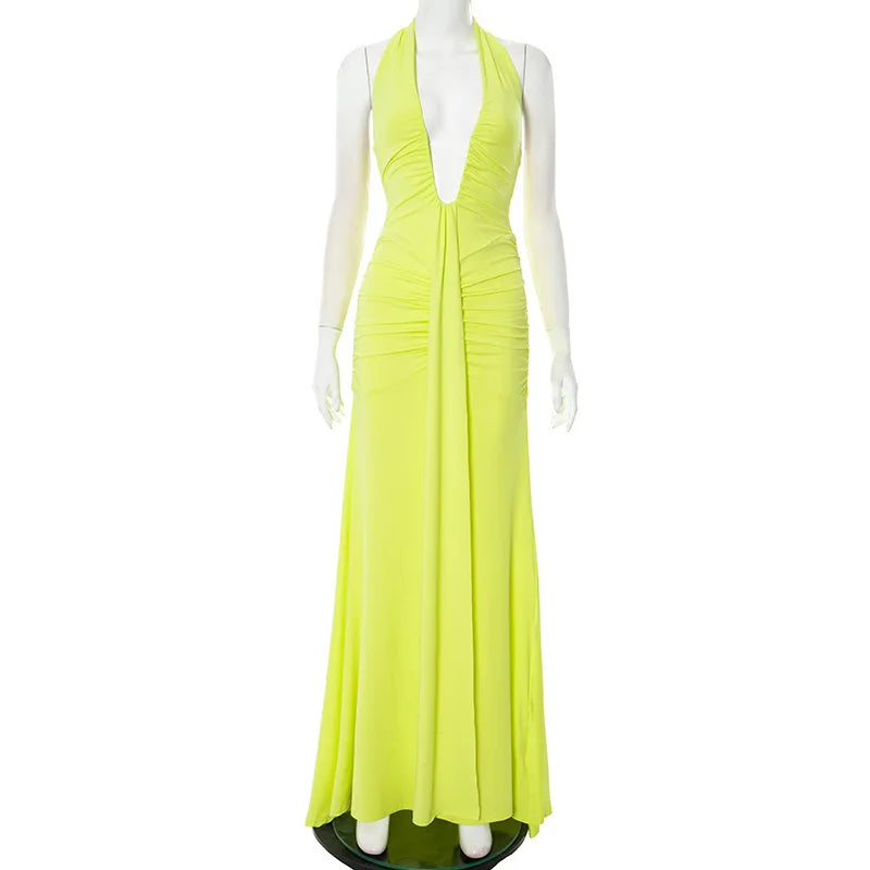 Vestido Comprido com Decote Halter e Costas Descobertas — Bordô — foto 8 | Tolobasao