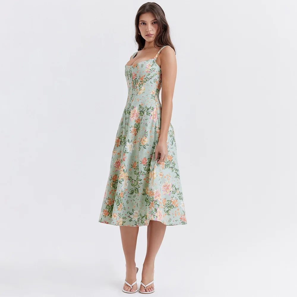 Vestido Midi Floral com Corpete e Bolsos — foto 23 | Tolobasao