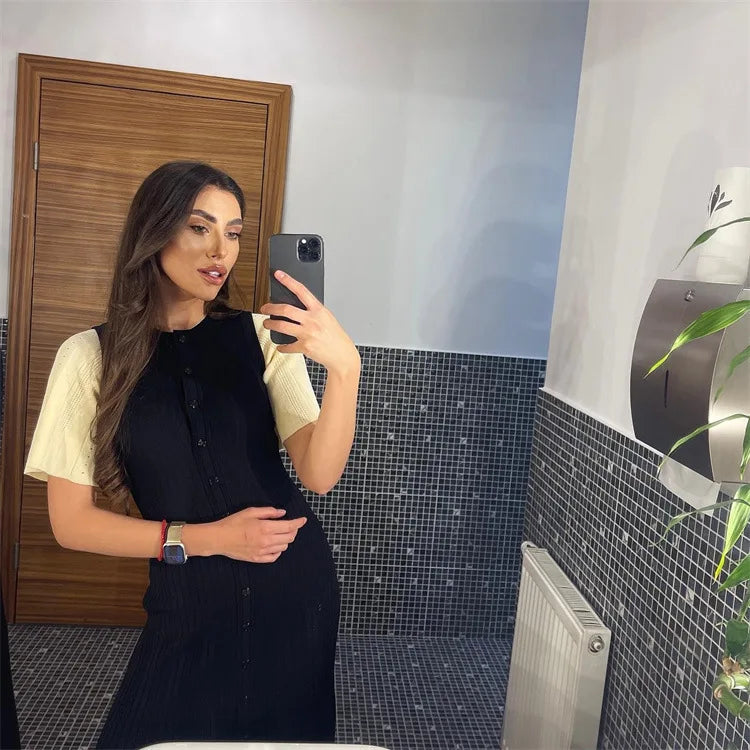 Vestido Midi de Malha com Botões — foto 45 | Tolobasao