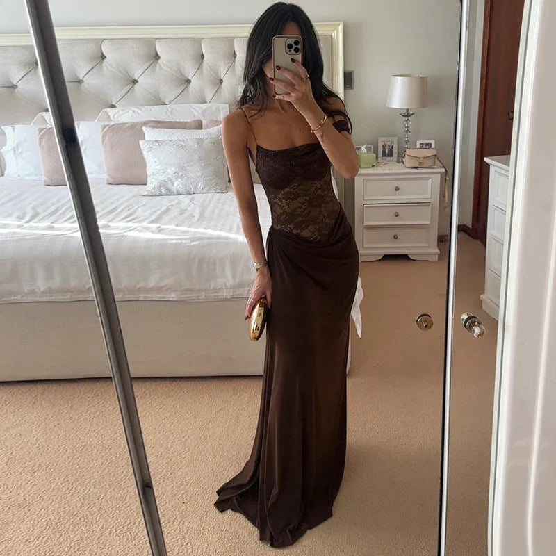 Vestido Comprido de Um Ombro com Renda — foto 37 | Tolobasao