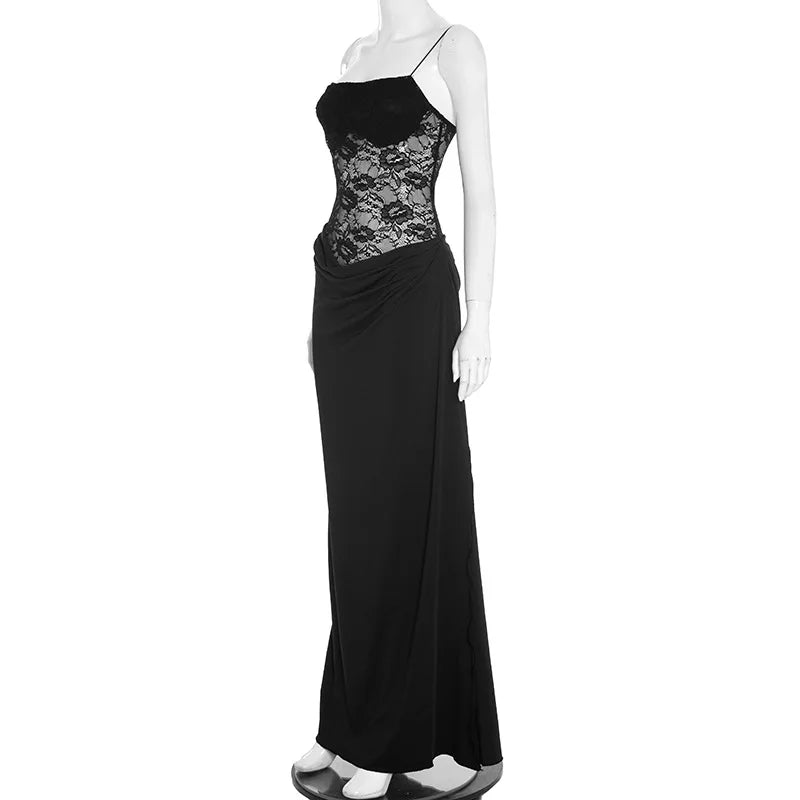 Vestido Comprido de Um Ombro com Renda — foto 16 | Tolobasao