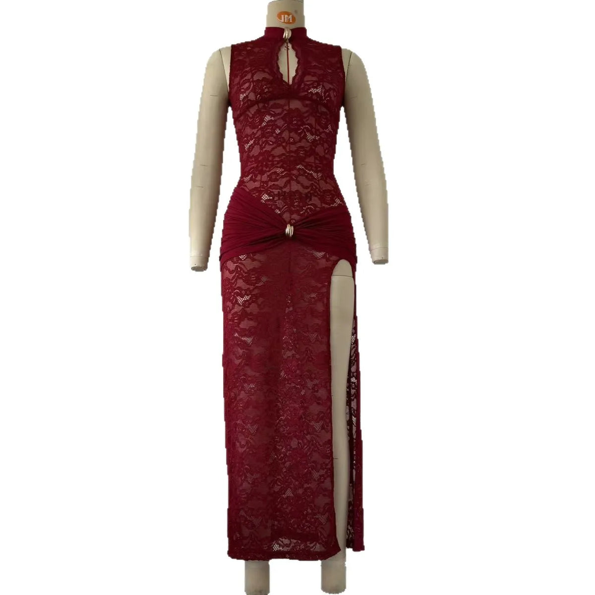 Vestido Comprido de Renda com Fenda Alta — foto 17 | Tolobasao