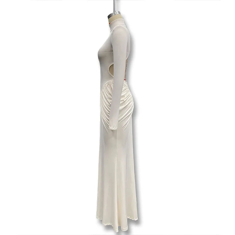 Vestido Comprido de Malha com Gola Alta e Costas Descobertas — foto 21 | Tolobasao