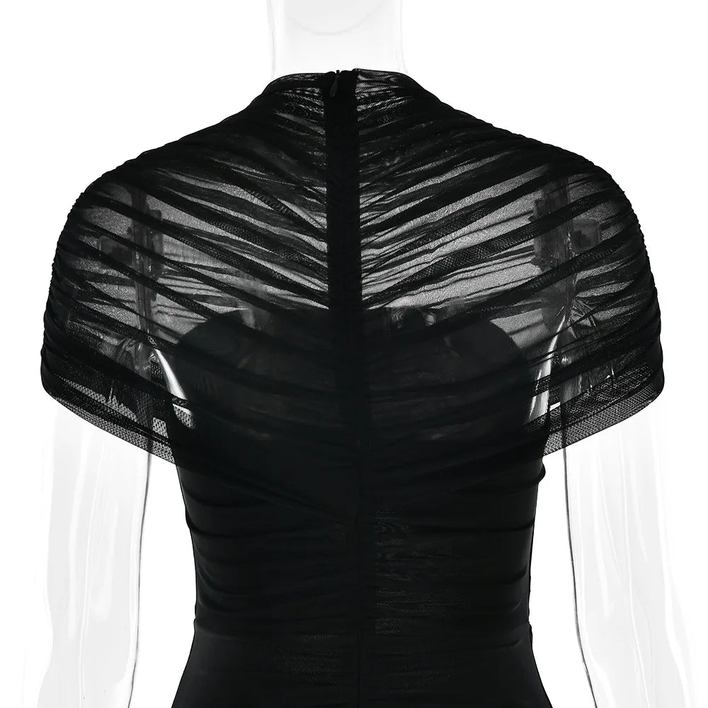 Vestido Comprido Franzido em Tule — foto 15 | Tolobasao