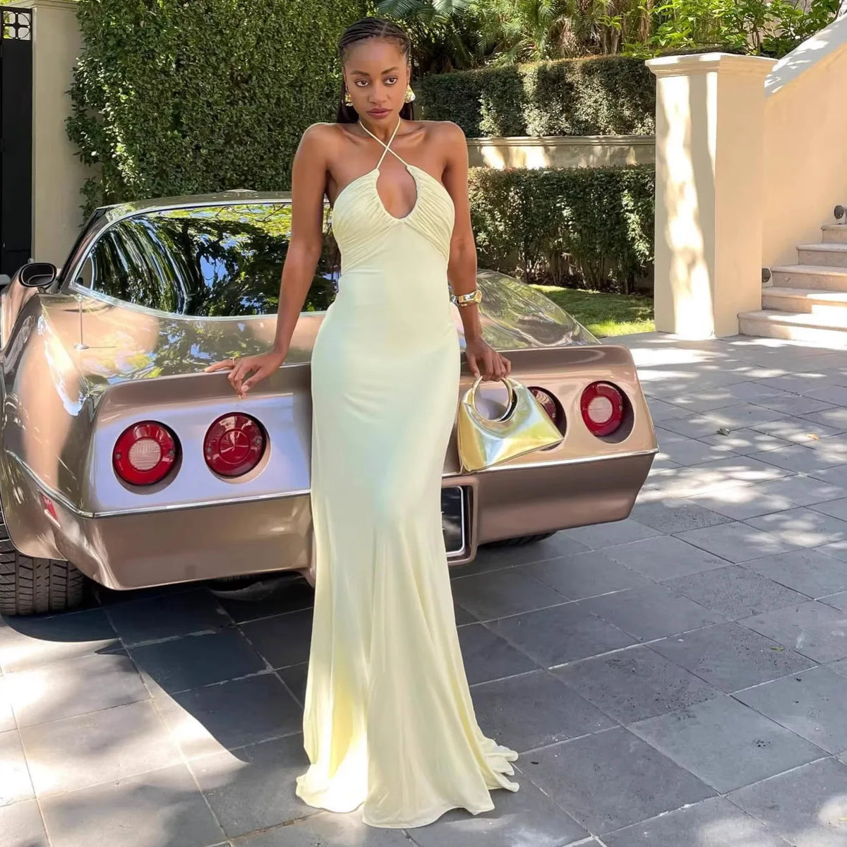 Vestido Comprido Amarelo com Folhos — foto 13 | Tolobasao