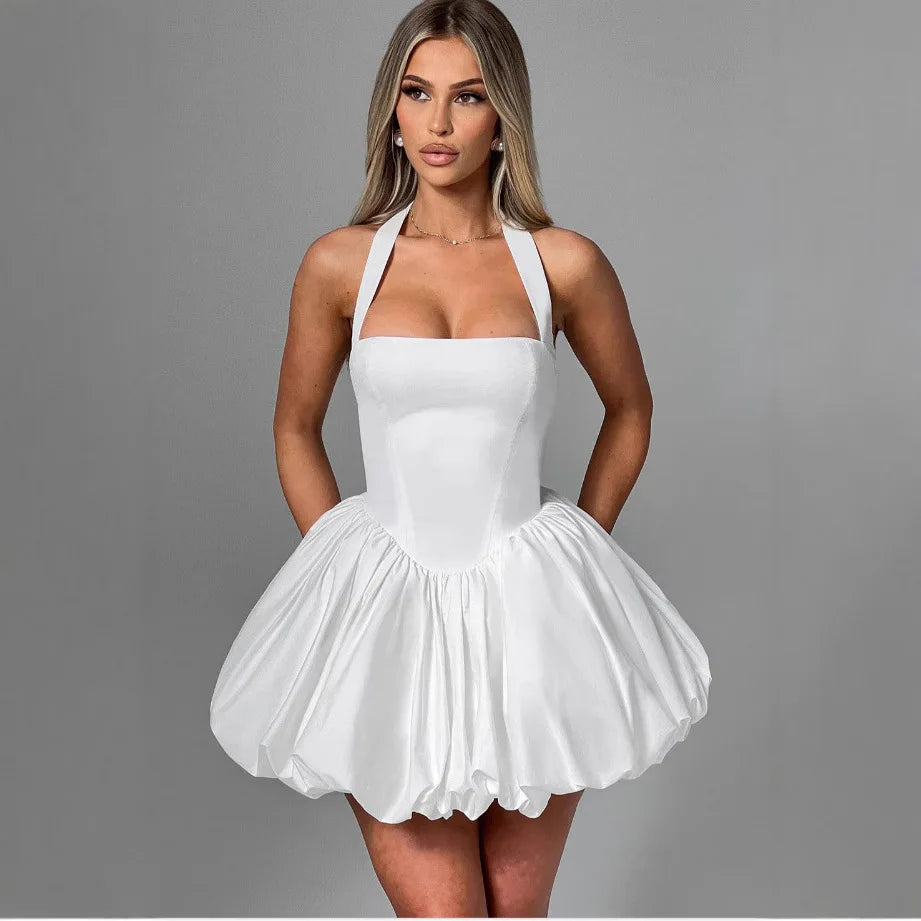 Vestido Curto Vermelho com Corpete e Decote Halter — foto 44 | Tolobasao