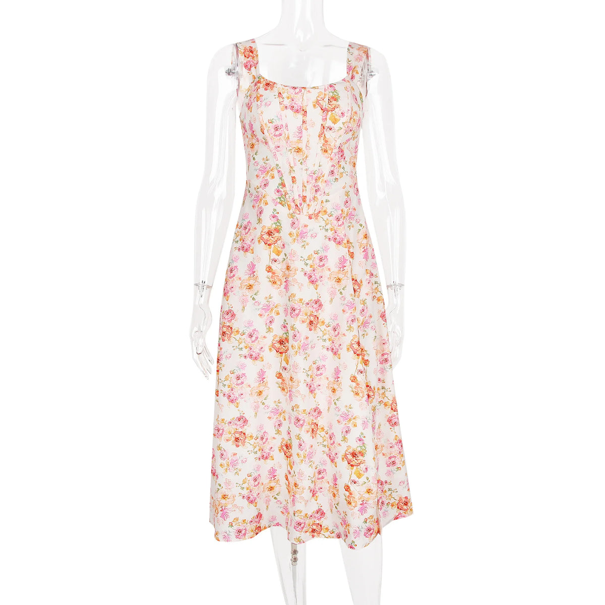 Vestido Midi Floral com Corpete e Bolsos — foto 17 | Tolobasao