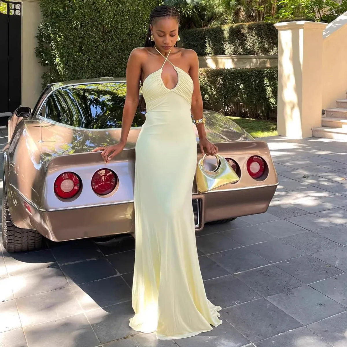 Vestido Comprido Amarelo com Folhos — foto 14 | Tolobasao