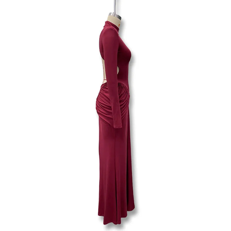 Vestido Comprido de Malha com Gola Alta e Costas Descobertas — foto 11 | Tolobasao