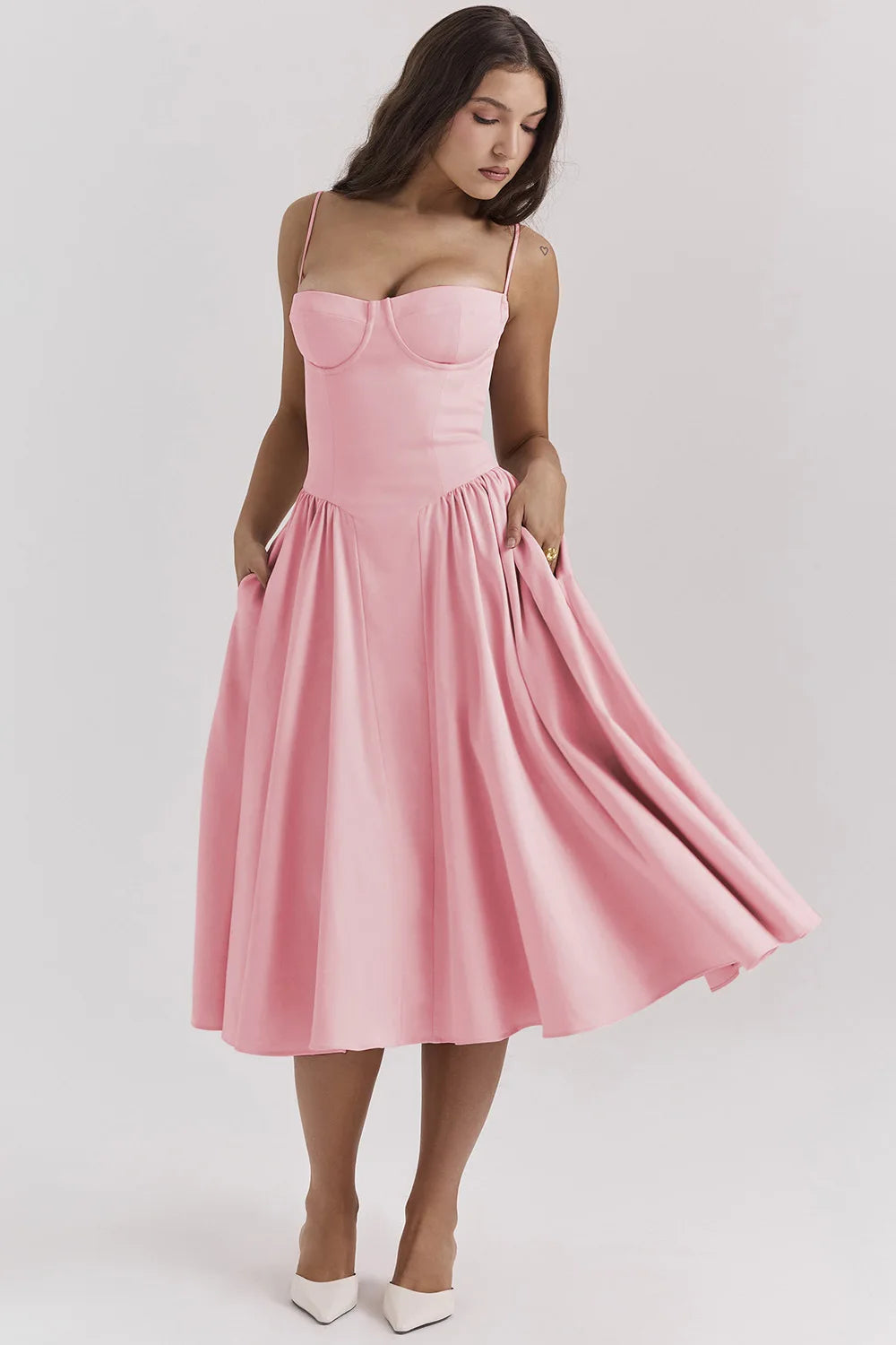 Vestido Midi Floral de Cintura Alta — Modelo B — foto 18 | Tolobasao