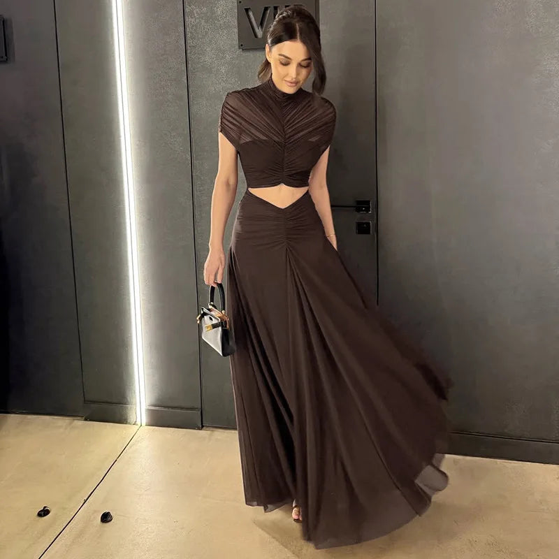 Vestido Comprido Franzido em Tule — foto 24 | Tolobasao