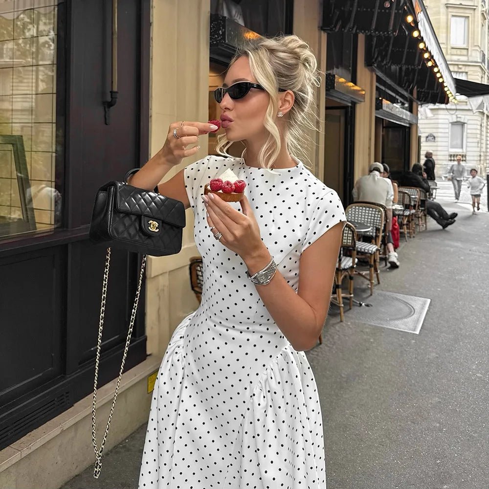 Vestido Comprido Vintage de Bolas sem Mangas — foto 31 | Tolobasao