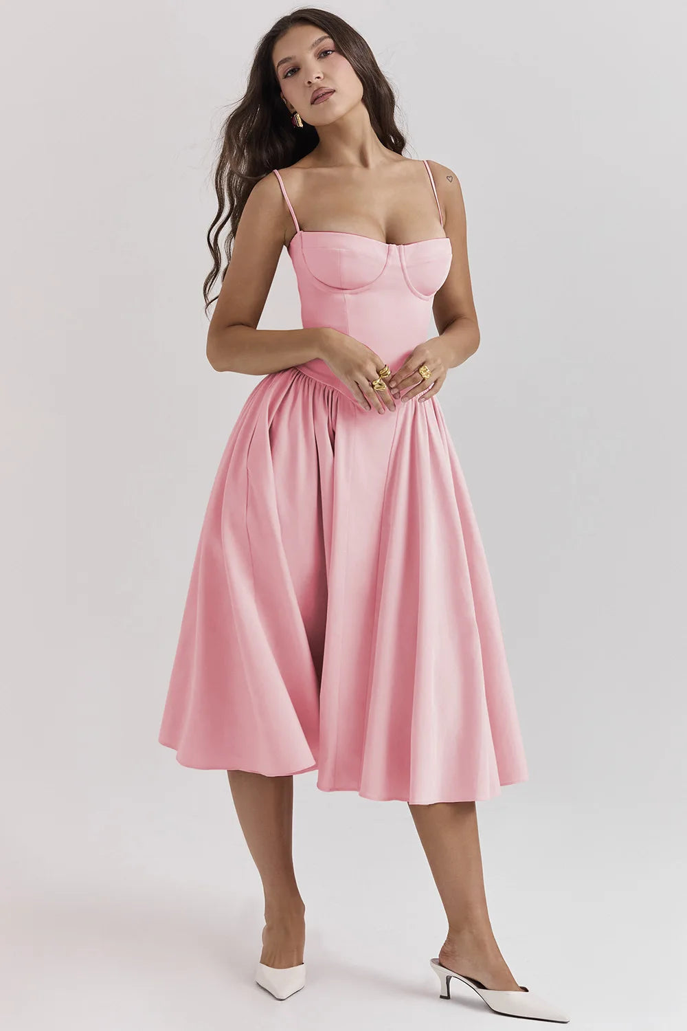 Vestido Midi Floral de Cintura Alta — Modelo B — foto 16 | Tolobasao