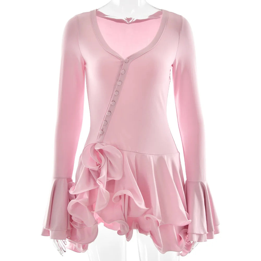 Vestido Curto com Folhos e Mangas Amplas — foto 9 | Tolobasao