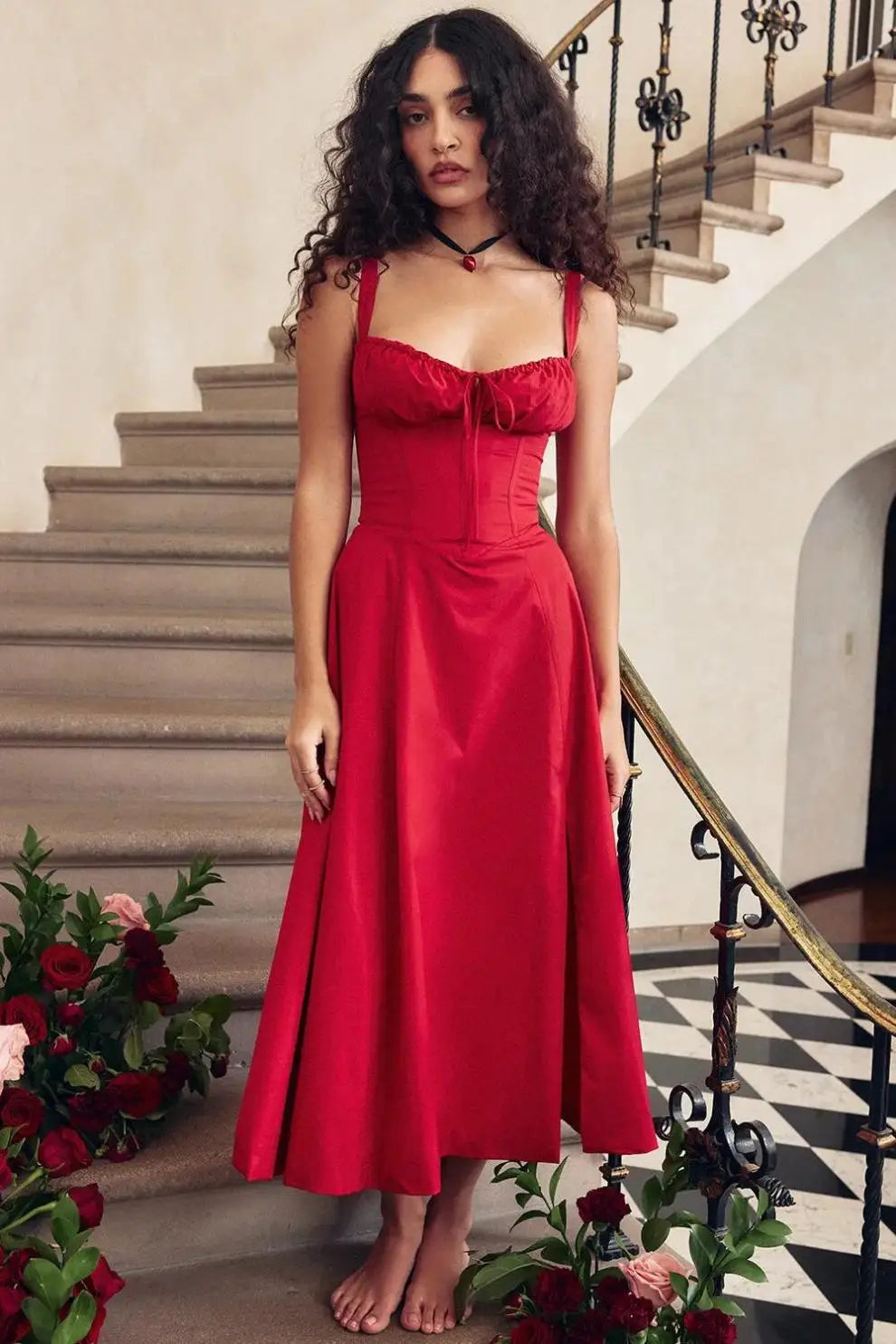Vestido Midi com Corpete e Atacadores — foto 51 | Tolobasao