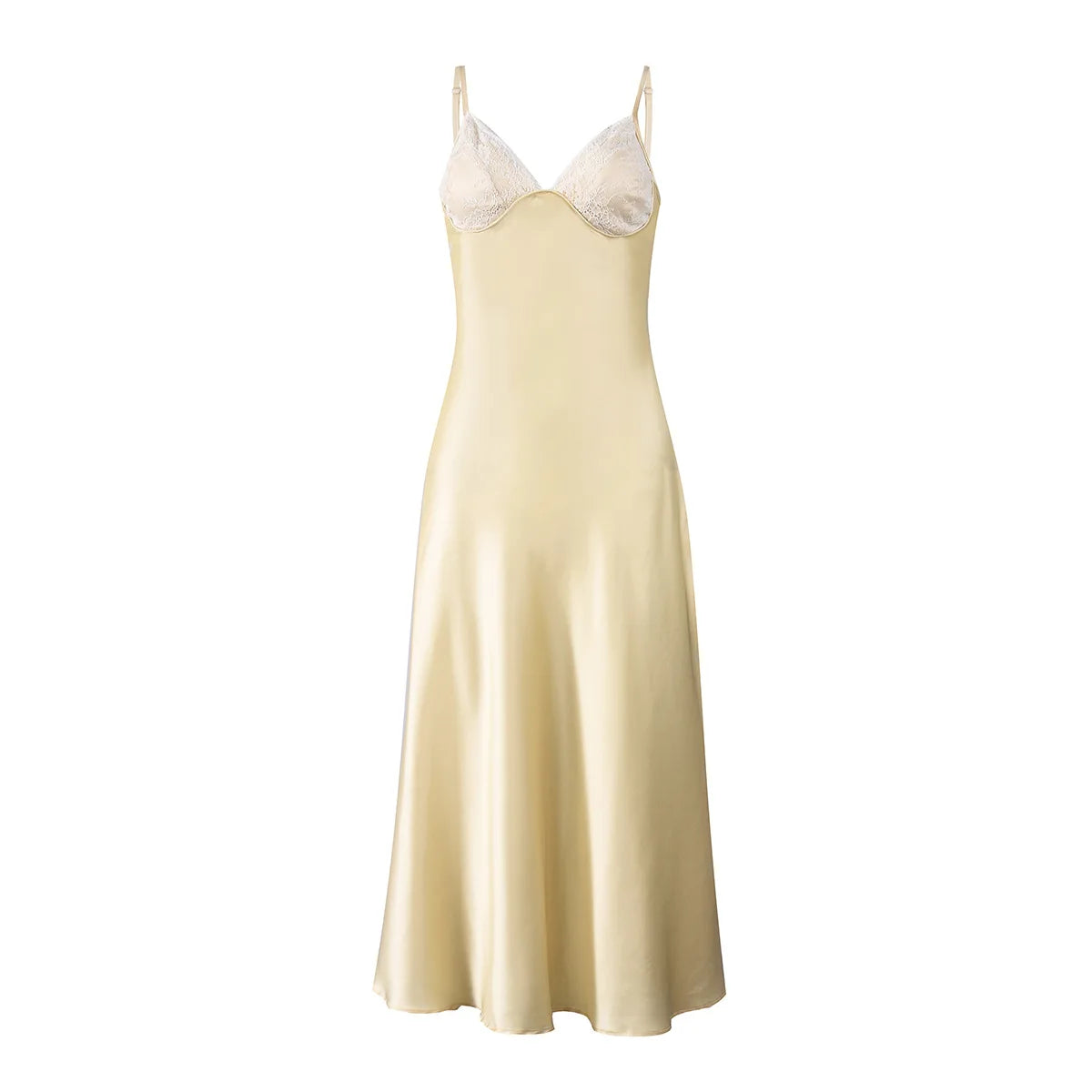 Vestido Comprido de Cetim com Renda — foto 12 | Tolobasao