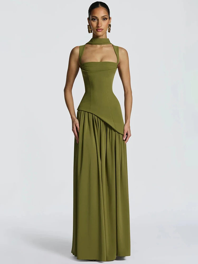 Vestido Comprido com Corpete, Laço e Fenda — foto 30 | Tolobasao