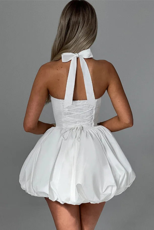 Vestido Curto Vermelho com Corpete e Decote Halter — foto 21 | Tolobasao