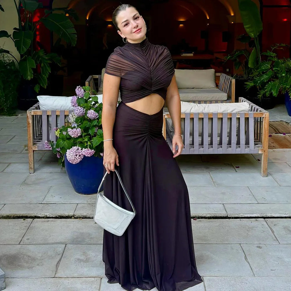 Vestido Comprido Franzido em Tule — foto 28 | Tolobasao