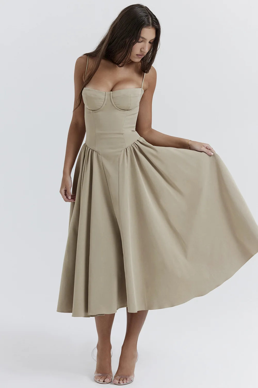 Vestido Midi Floral de Cintura Alta — Modelo B — foto 12 | Tolobasao
