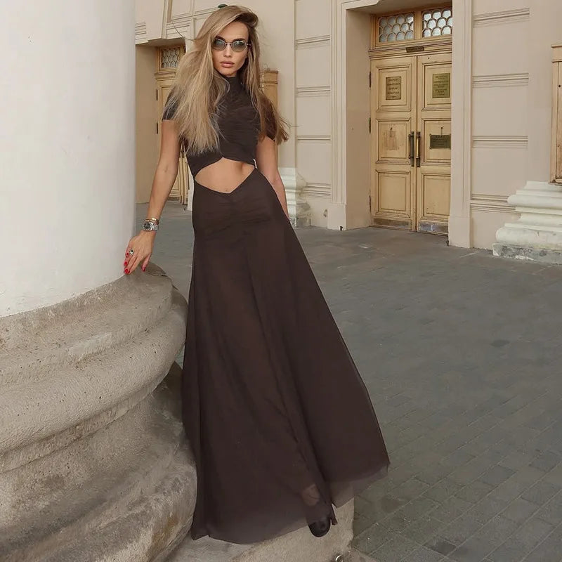 Vestido Comprido Franzido em Tule — foto 20 | Tolobasao