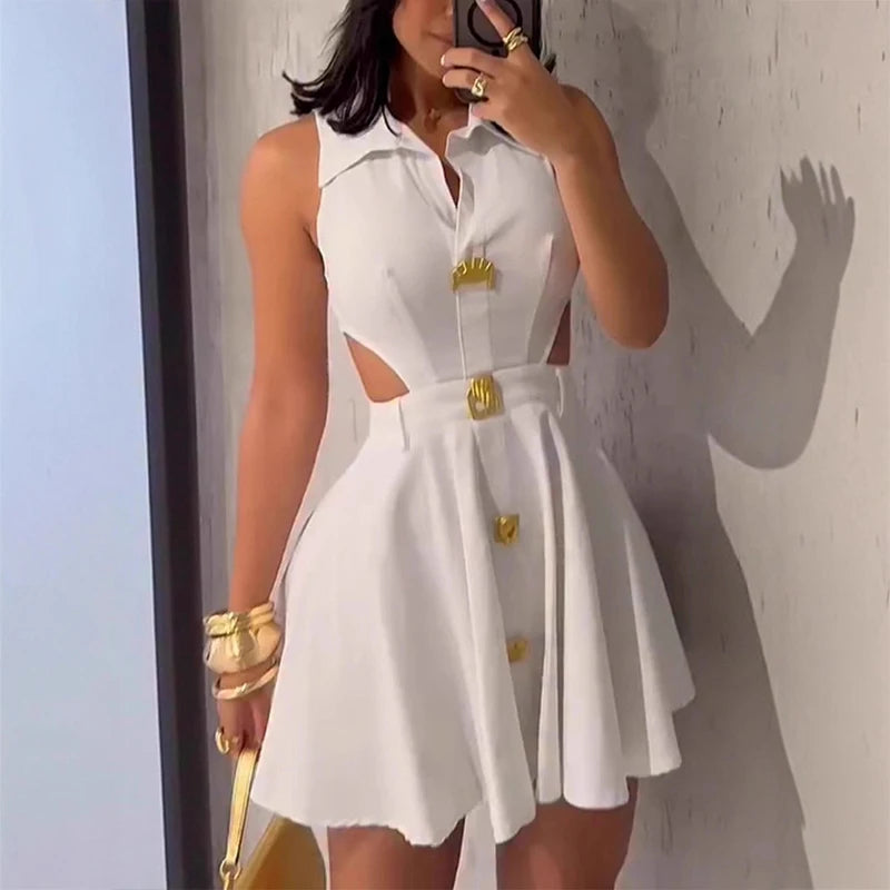 Vestido Curto Plissado com Gola e Botões — foto 10 | Tolobasao
