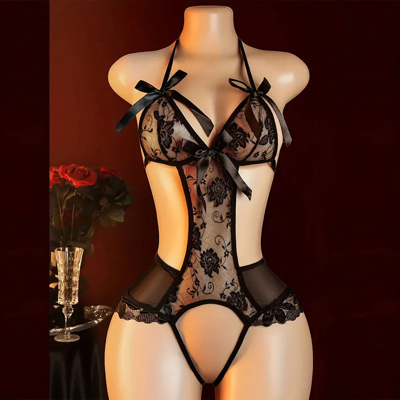 Babydoll Roxo em Renda Transparente