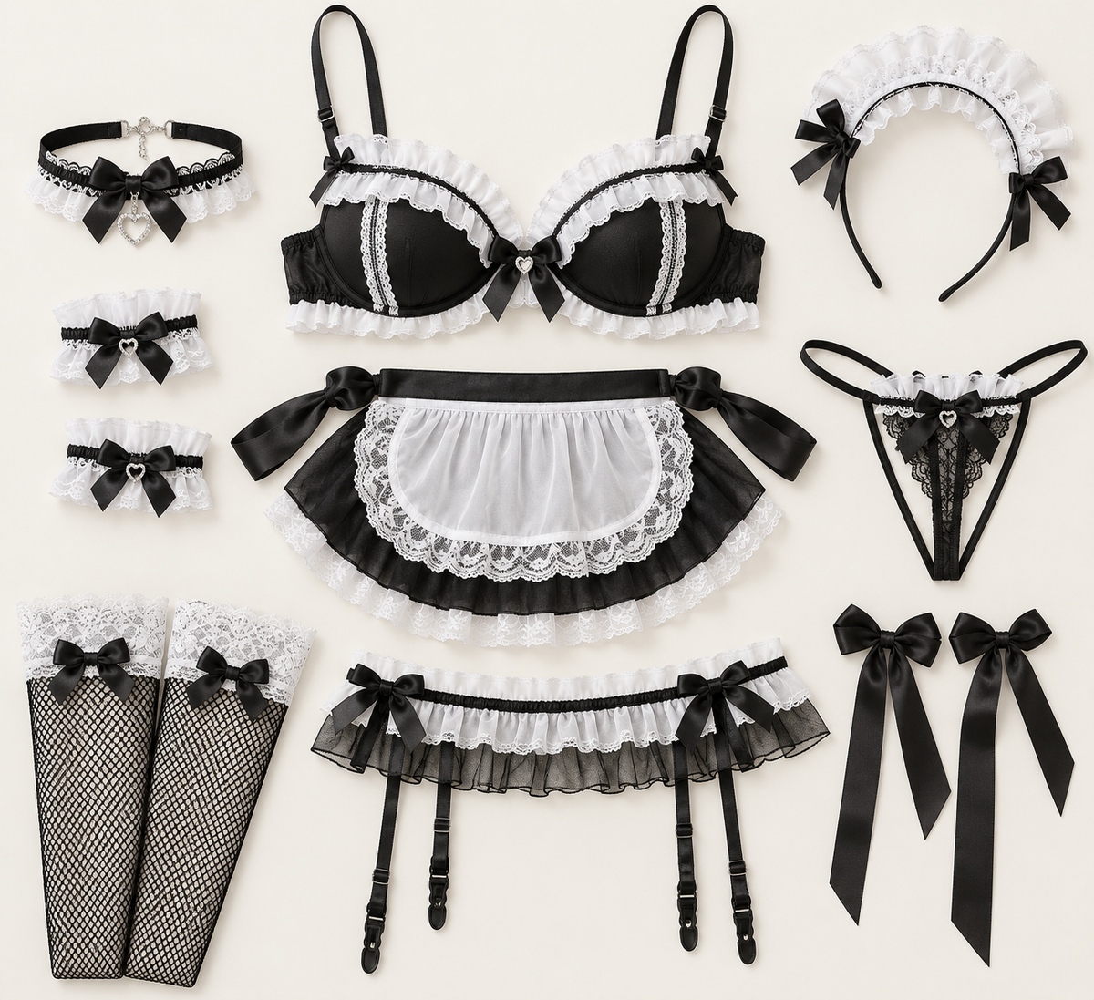 Conjunto cosplay empregada elegante